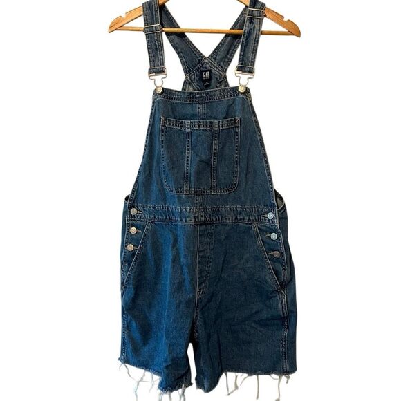 GAP DENIM 90’s Y2k Slouchy shorta medium wash overall shorts size Large denim ov - Picture 3 of 16